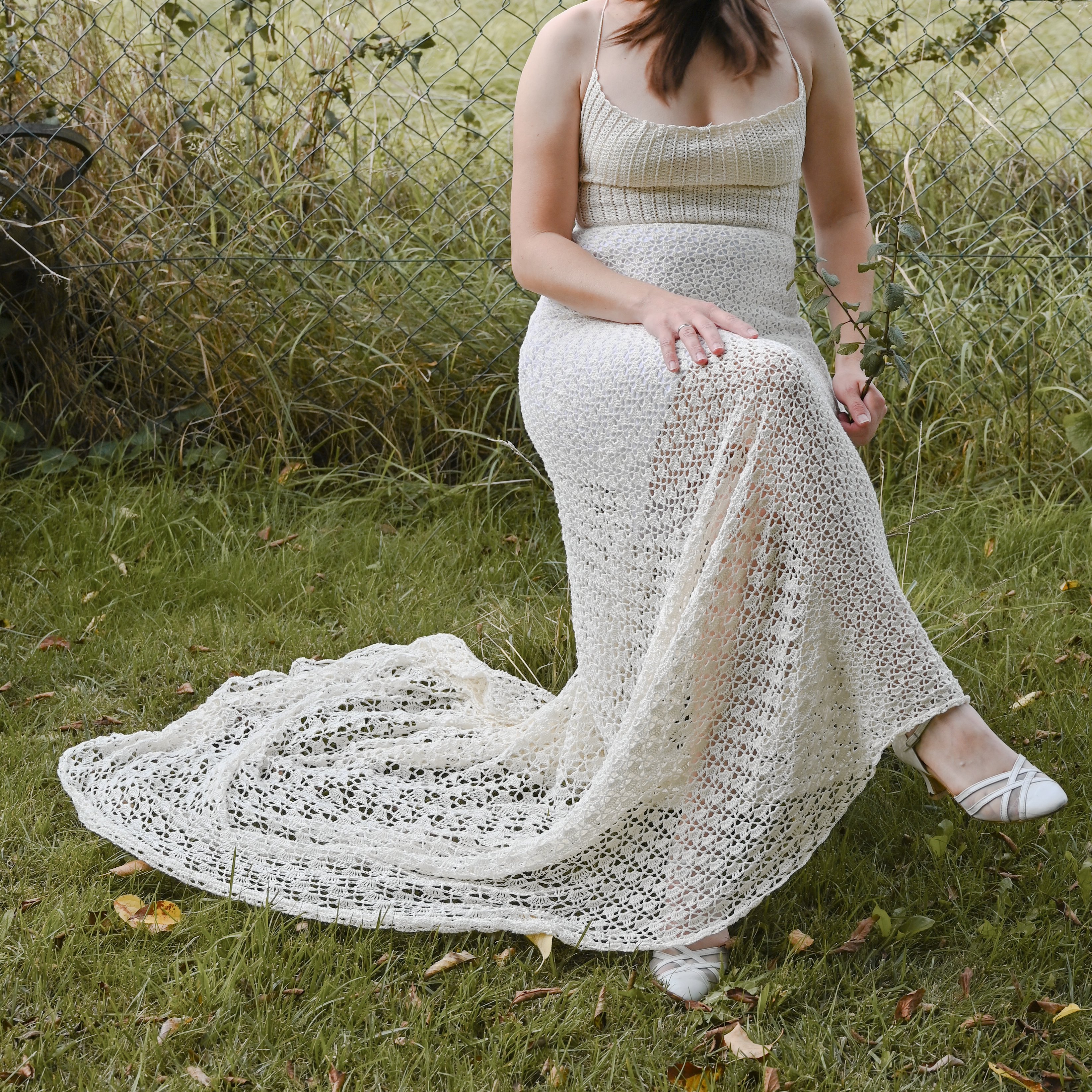 crochet a wedding dress Vintage Crochet Lace A-line Summer Wedding Dress Destination Cap Sleeve with Beaded Belt Country Modest Bohemian
