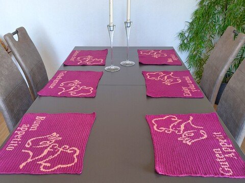 Platzset "Guten Appetit " 6 Sprachen Häkelanleitung Tapestry Technik