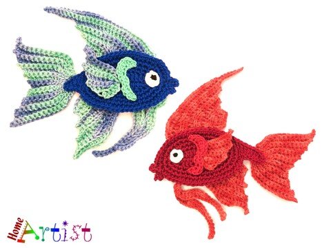 Fish Fantail 3 crochet pattern applique