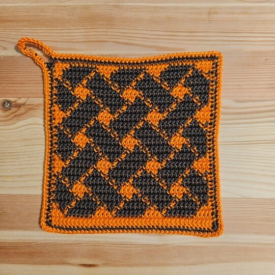 Häkelanleitung Topflappen Flechtmuster