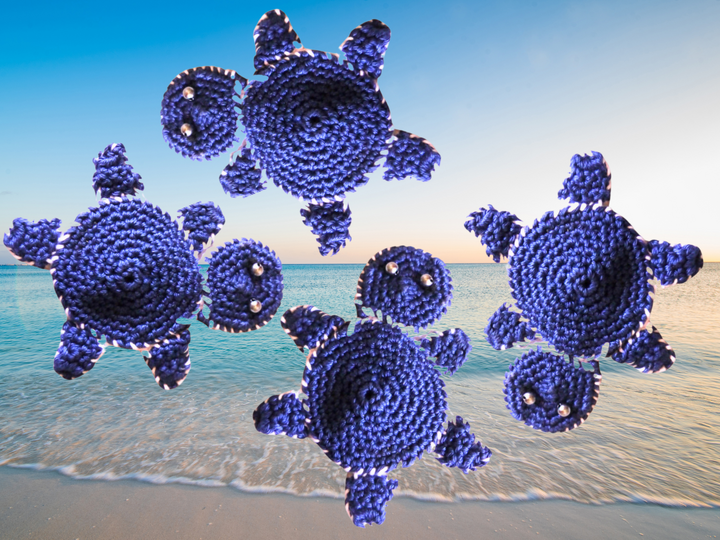 Detaillierte Anleitung für die Häkel-Schildkröte Kame im maritimen Stil