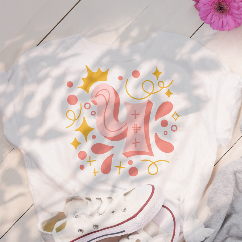 4. Geburtstag - Plotterdatei Geburtstagszahl für T-Shirt - Zahl VIER - Bild 3