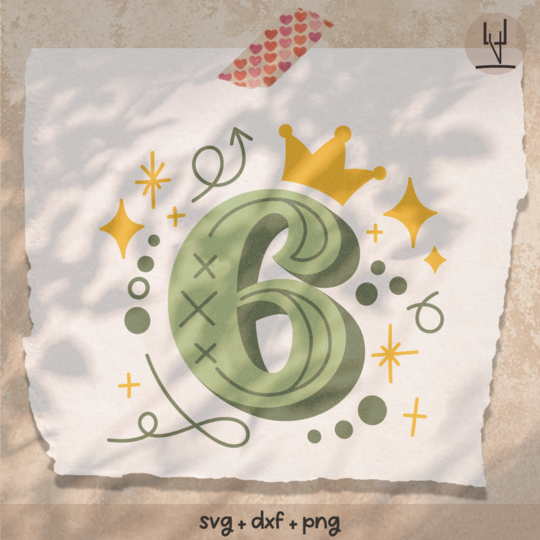 6. Geburtstag - Plotterdatei Geburtstagszahl für T-Shirt - Zahl Sechs