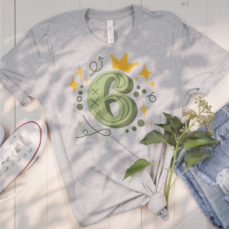 6. Geburtstag - Plotterdatei Geburtstagszahl für T-Shirt - Zahl Sechs - Bild 5