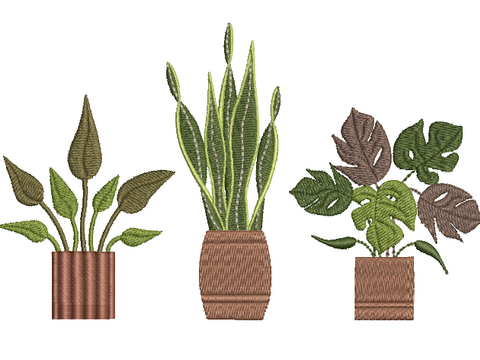 Stickdatei Topfpflanzen im SET Grünpflanzen