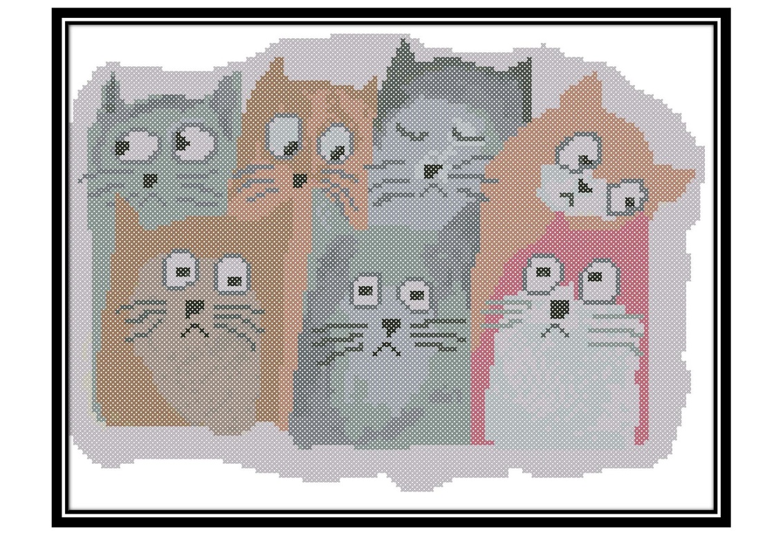 Funny cat cross stitch