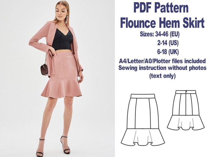 PDF Skirts Sewing Patterns Flounce Hem Skirt Pattern Mini Skirt Pattern