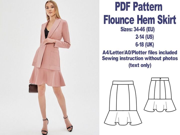 PDF Skirts Sewing Patterns Flounce Hem Skirt Pattern Mini Skirt Pattern