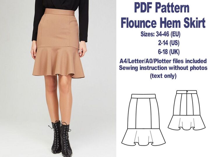 PDF Skirts Sewing Patterns Flounce Hem Skirt Pattern Mini Skirt Pattern
