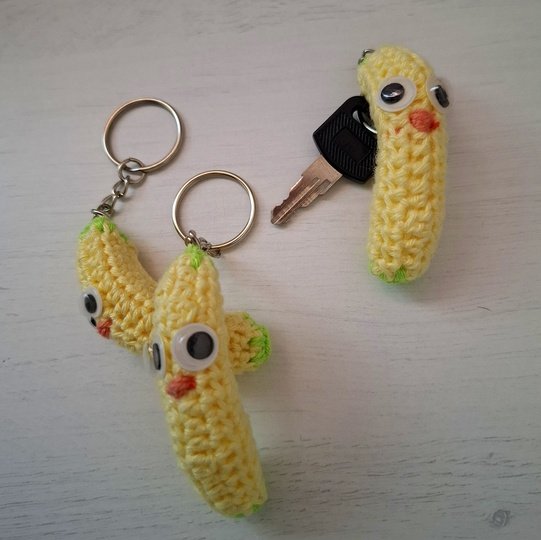 Schlüsselanhänger Lustige Bananen - Häkelanleitung PDF