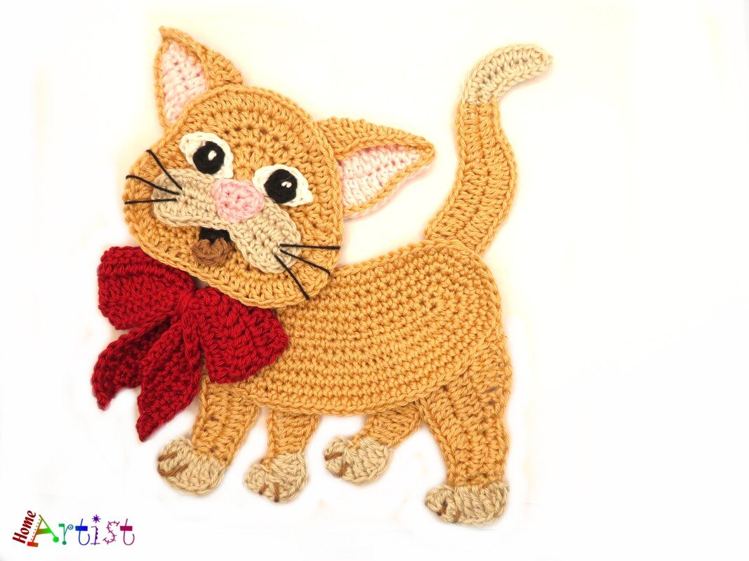 Cat 2 crochet pattern applique - Image 2