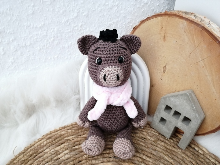 Häkelanleitung Wildschwein, Amigurumi Schwein häkeln, Wildschwein häkeln