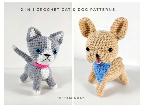 Cat Crochet Pattern Amigurumi Dog French Bulldog Crochet Pattern