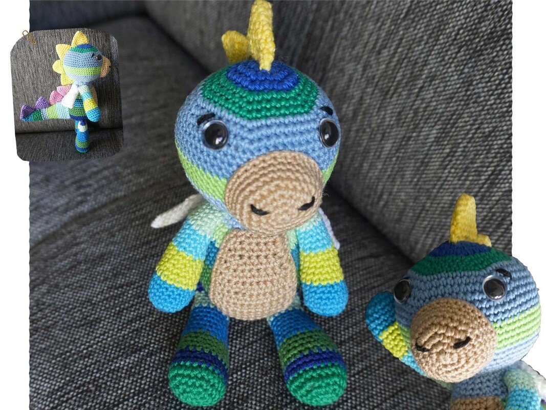 Häkelanleitung: Drache Kunterbunt