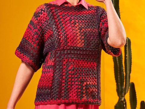 HÄKEL-SHIRT PATCHY, gehäkelt