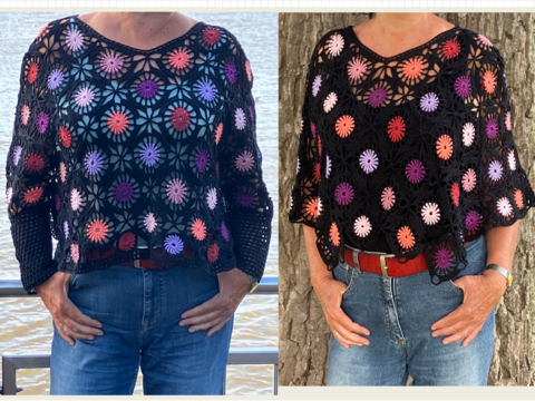 Poncho mit oder ohne Ärmel  - ein Feuerwerk - Häkelanleitung