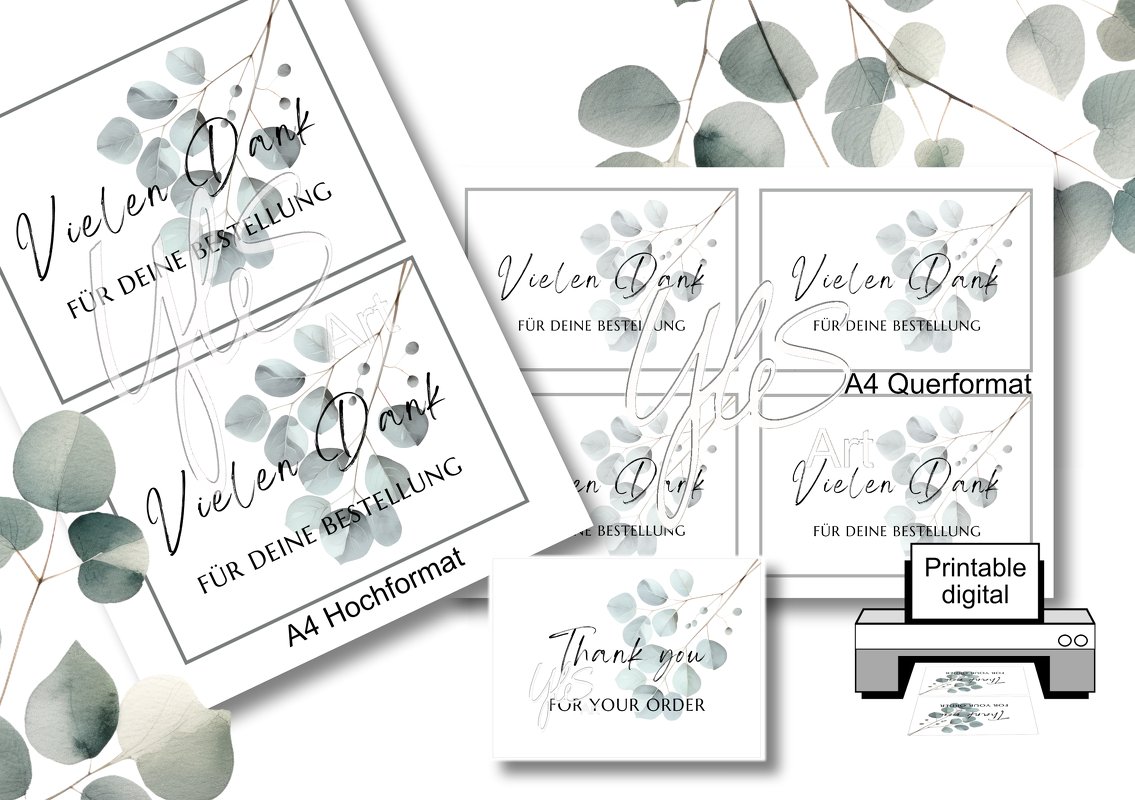 Dankeskarte für Bestellungen, digitaler Download, selbst ausdrucken