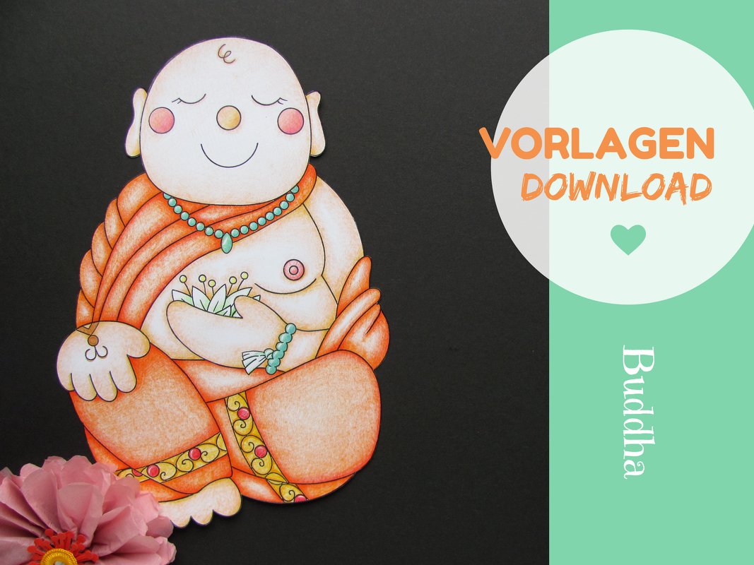 Buddha-Motiv zum Ausmalen als Motiv für Fenster und Wand