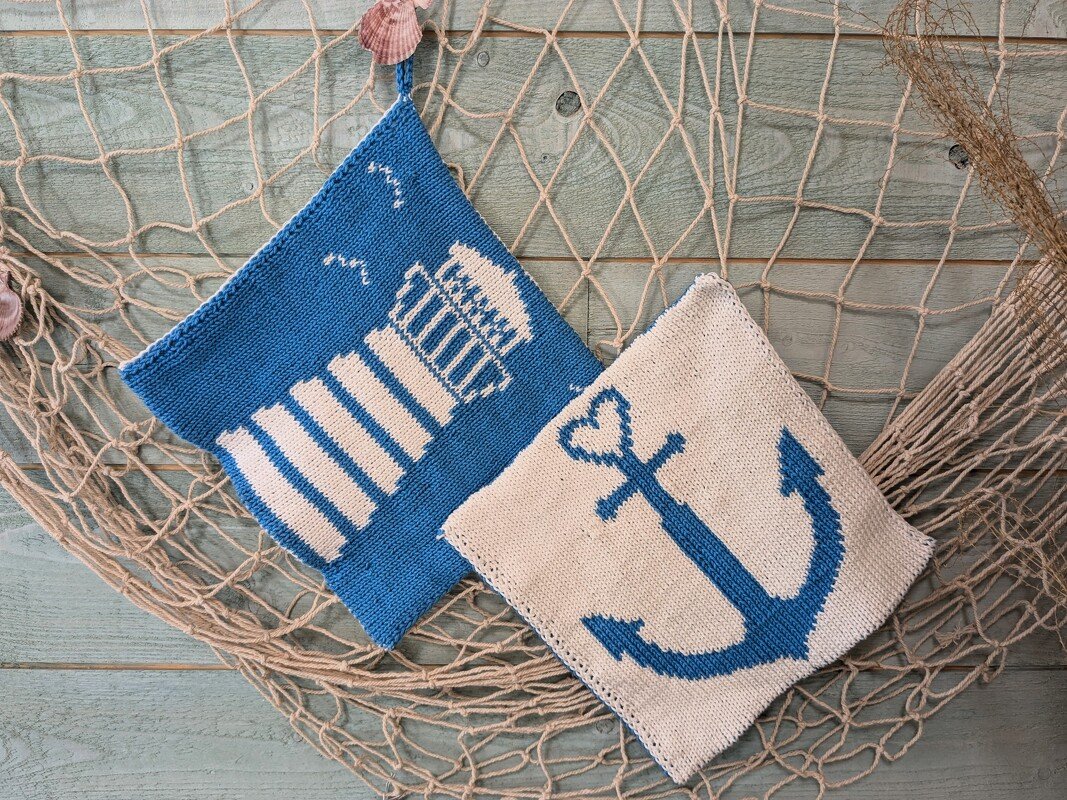 Potholders "Sea Love" - double knitting pattern