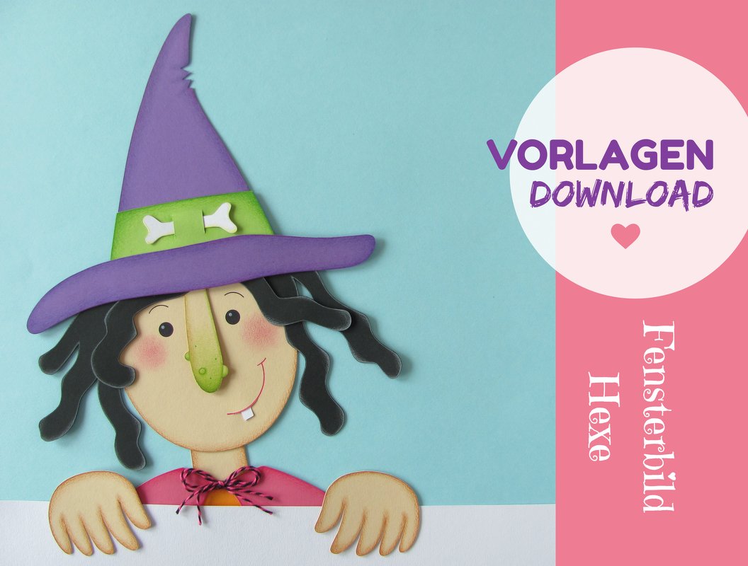 Fensterbild Hexe zum Nachbasteln für Halloween &amp; Co.