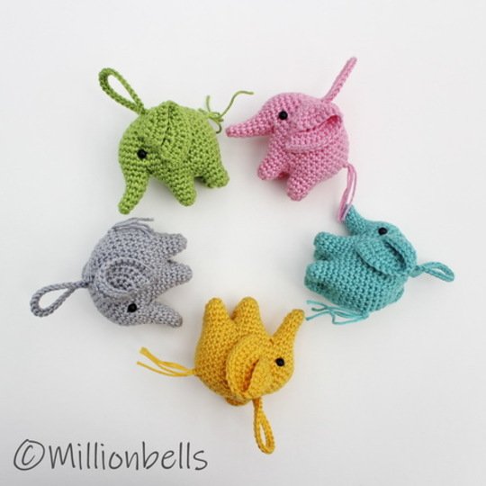 Crochet Pattern Keychain Elephant Ornament Bag Charm Amigurumi Animal
