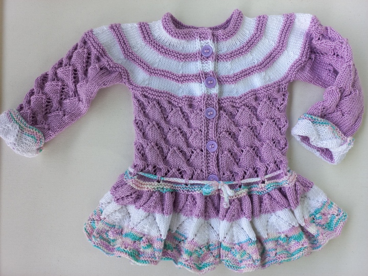 Strickanleitung Babyjacke/Mädchenjacke Gr. 68/74 ca. 5-9 M, mit Volant,