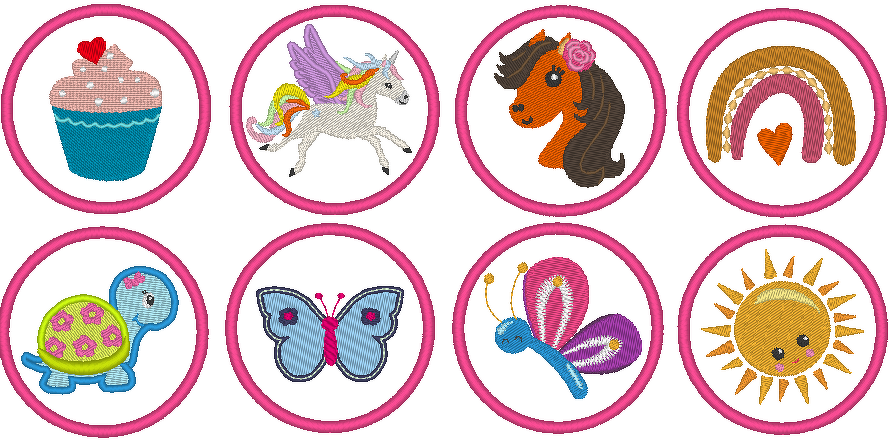 Stickdatei - 7cm Button für Mädchen / Girls - Bild 5