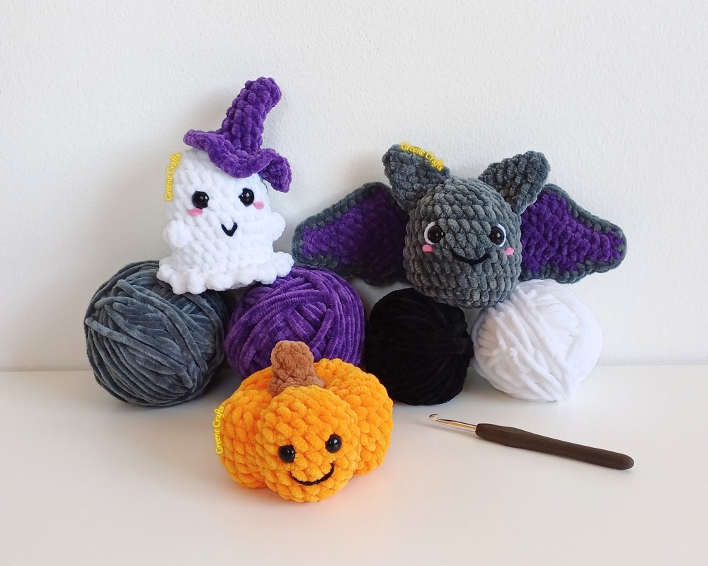 Crochet Halloween Trio: Mini Ghost, Pumpkin and Mini Bat Plush Toy Pattern - Image 8