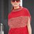 Pullunder mit Musterstreifen in Rot und Karamellbeige