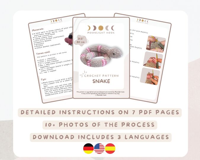 Häkelanleitung: Schlange | 80cm