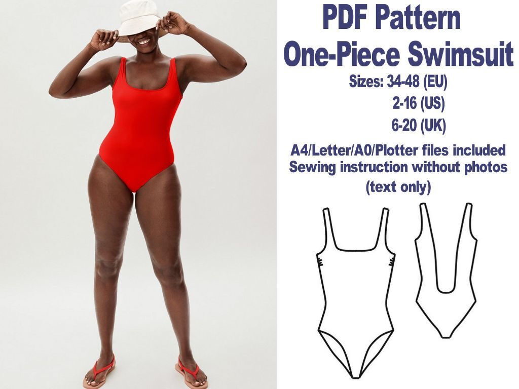 One-piece Swimsuit Pattern Square-Neck Swimsuit Pattern Swimsuits Patterns
