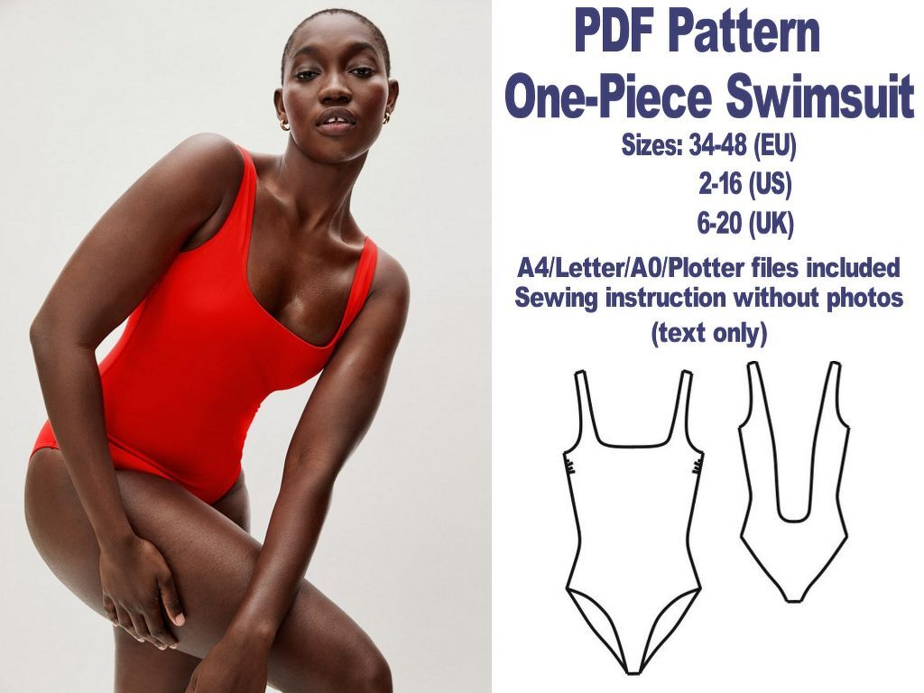 One-piece Swimsuit Pattern Square-Neck Swimsuit Pattern Swimsuits Patterns - Image 3