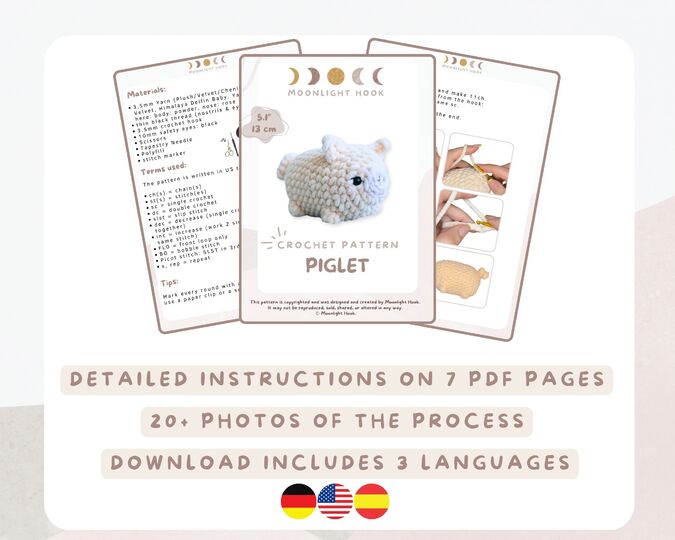 Crochet Pattern: Piglet | 13cm | 5.1"