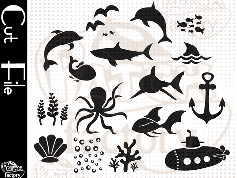 Plotterdatei, Schnittvorlage Meerestiere