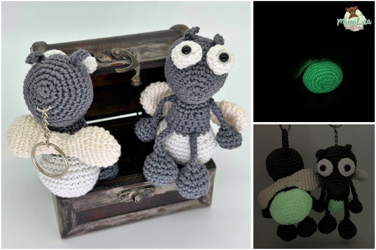 Glühwürmchen Schlenkertier, Taschenbaumler - Häkelanleitung