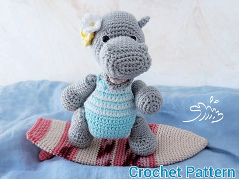 Surfer Hippo Amigurumi Crochet Pattern (in DE, ENG)