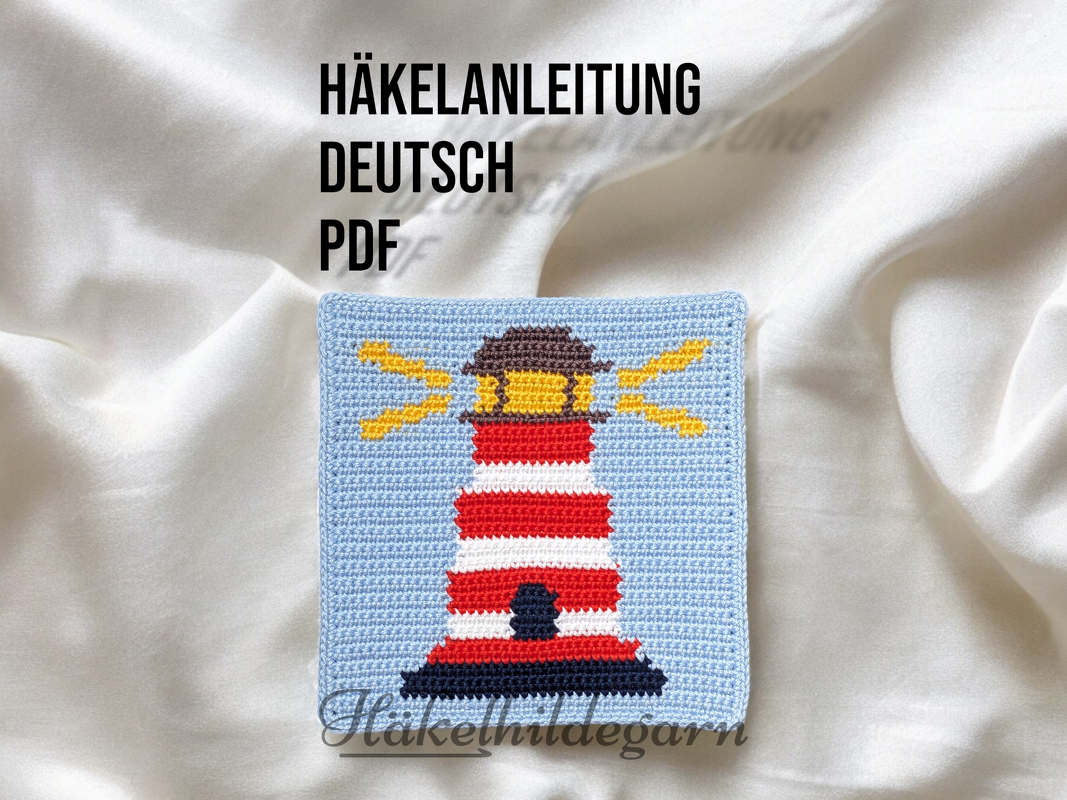 Leuchtturm auf Quadrat zur Herstellung von Decken, Kissen und vielem mehr