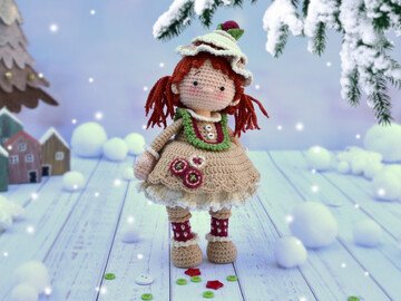Häkelmuster Puppe - Tastee das Lebkuchenmädchen - Weihnachtskugel-Serie