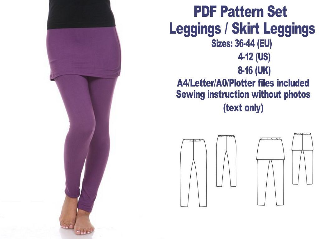 PDFLeggings Pattern Sewing Patterns PDF Skirt Leggings Pattern