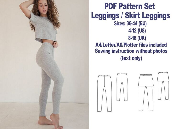 PDFLeggings Pattern Sewing Patterns PDF Skirt Leggings Pattern