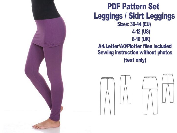 PDFLeggings Pattern Sewing Patterns PDF Skirt Leggings Pattern
