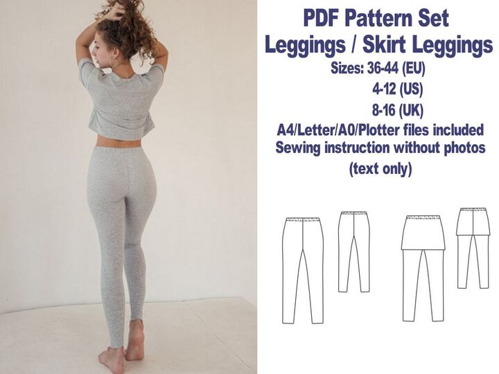 PDFLeggings Pattern Sewing Patterns PDF Skirt Leggings Pattern