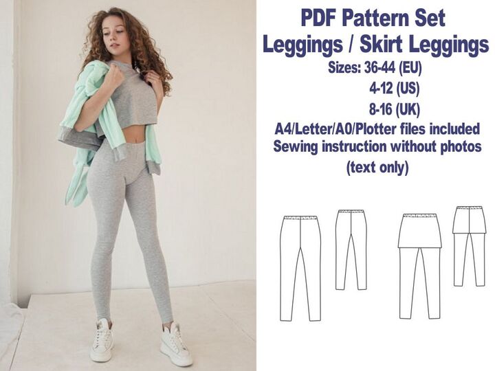 PDFLeggings Pattern Sewing Patterns PDF Skirt Leggings Pattern