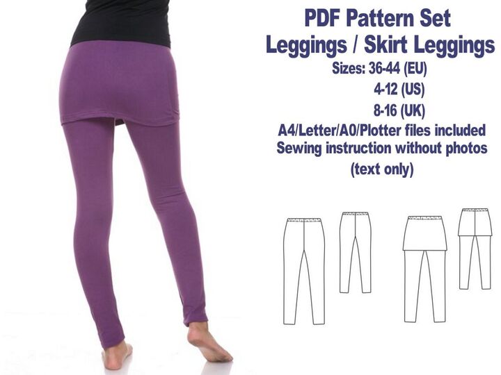 PDFLeggings Pattern Sewing Patterns PDF Skirt Leggings Pattern