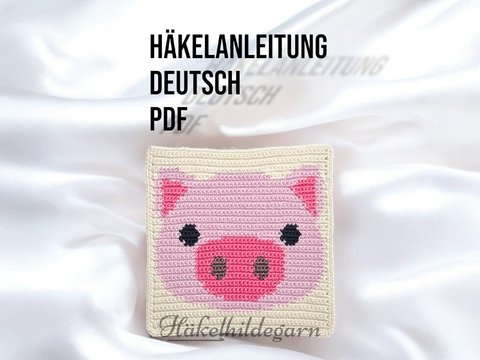 Häkelanleitung Schwein im Quadrat