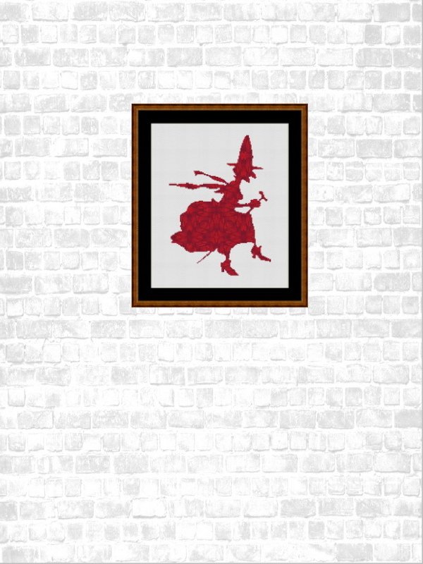 Kreuzstichmuster rote Hexe, Kreuzstich Stickvorlage PDF-Datei