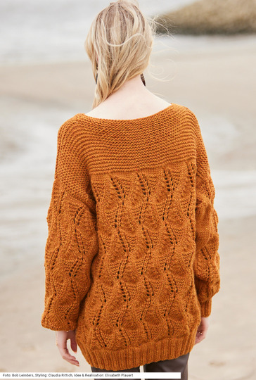 Pulli mit Ajourmuster in Rostbraun