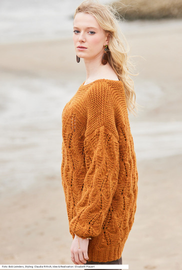 Pulli mit Ajourmuster in Rostbraun