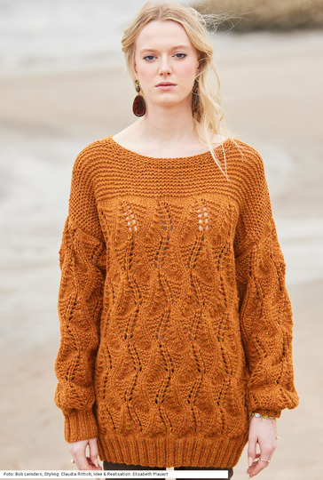 Pulli mit Ajourmuster in Rostbraun