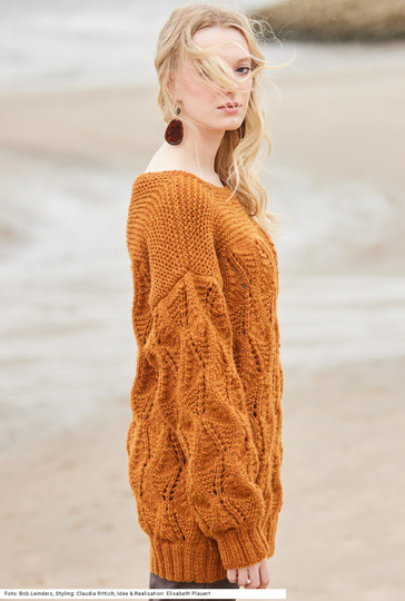 Pulli mit Ajourmuster in Rostbraun